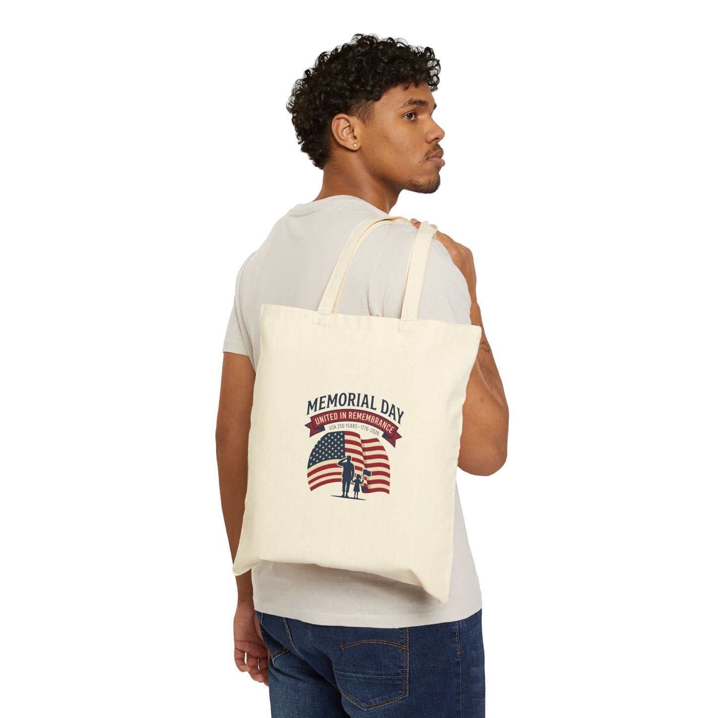 USA 250 Anniversary Canvas Tote – Vintage Flag Design - Akram