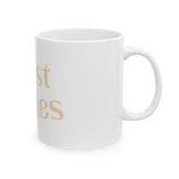 The Feast Stories Ceramic Mug — Pale Gold Lettering Coffee Cup (11oz, 15oz) - Akram